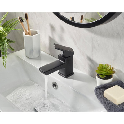 Bristan Cobalt Basin Mixer Tap with Clicker Waste - Black