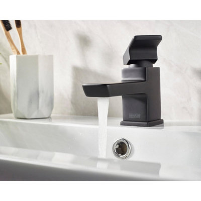 Bristan Cobalt Basin Mixer Tap with Clicker Waste - Black