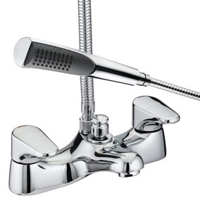 Bristan Jute Bathroom Chrome Bath Shower Mixer Tap + Shower Head Deck Mounted