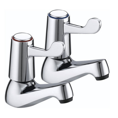 Bristan Lever Basin Pillar Taps Utility Taps Chrome Plated 1/2" Metal Back Nut