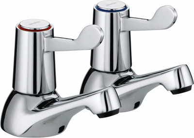 Bristan Lever Basin Pillar Taps Utility Taps Chrome Plated 1/2" Metal Back Nut