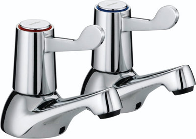 Bristan Lever Basin Pillar Taps Utility Taps Chrome Plated with Metal Back Nut