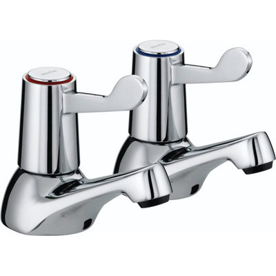 Bristan Lever Basin Taps with Ceramic Disc Valves Metal BackNut - Chrome Plated