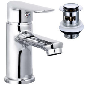 Bristan Opus Round Basin Mixer with Clicker Waste Chrome Bathroom + Fixings