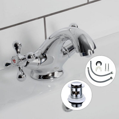 Bristan Penridge Cross Handle Traditional Basin Mixer Tap Chrome + Clicker Waste Price Comparisons | Compare The Build