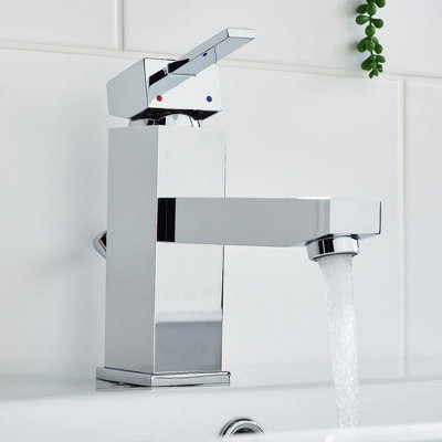 Bristan QD EBASNW C Quadrato Square Eco Basin Mixer Tap Without Waste Chrome Price Comparisons | Compare The Build