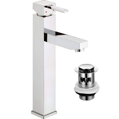Bristan QD TBAS C Quadrato Square Tall Basin Mixer Tap + Pop Up Waste DIY at B&Q