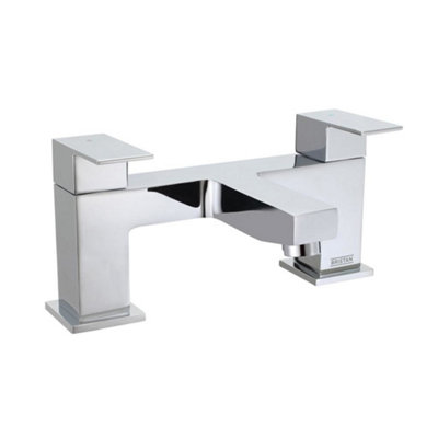 Bristan Qubo Bath Filler Chrome Taps Deck Mount Bathroom Tap