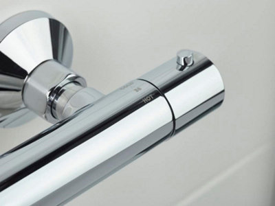Bristan Thermostatic Bar Mixer Shower Round Chrome Valve Only - Bottom Outlet