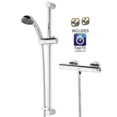Bristan Zing Duscharmatur – Cool Touch Bar Mixer, Thermostatisch Mit Safe-Touch (bis 38°C), Inkl. Brause