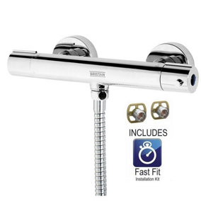 Bristan Zing Thermostatic Bar Mixer Shower Valve Only Cool Touch + Fast Fit Kit