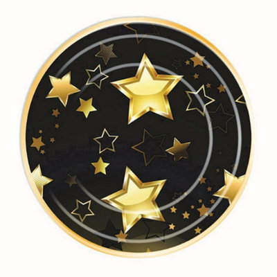 Bristol Novelty Birthday Milestone Party Plates (Pack Of 8) Black/Gold (Small)