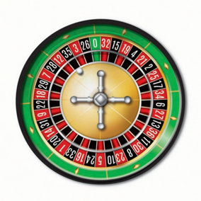 Bristol Novelty Casino Party Plates (Pack Of 8) Green/Roulette Wheel (Large)