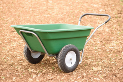 Bristol Tool Company Barrow Trailer 200 Litres, Heavy-Duty Deep Plastic Pan, Outdoor Wheelbarrow, Easy Tipping, Green