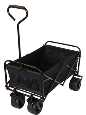 Bristol Tool Company Foldable Hand Cart, Large Solid Wheels, Deep Basket, Soft Grip Loop Handle, 80kg Capacity, Black