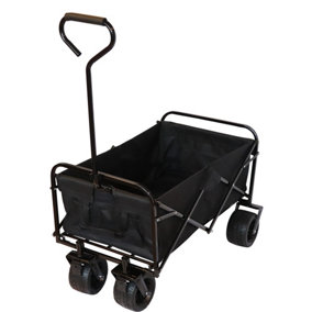 Bristol Tool Company Foldable Hand Cart, Large Solid Wheels, Deep Basket, Soft Grip Loop Handle, 80kg Capacity, Black