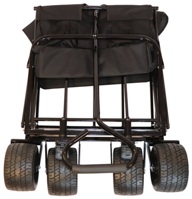 Bristol Tool Company Foldable Hand Cart, Large Solid Wheels, Deep Basket, Soft Grip Loop Handle, 80kg Capacity, Black