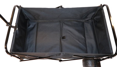Bristol Tool Company Foldable Hand Cart, Large Solid Wheels, Deep Basket, Soft Grip Loop Handle, 80kg Capacity, Black