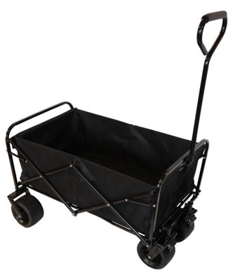 Bristol Tool Company Foldable Hand Cart, Large Solid Wheels, Deep Basket, Soft Grip Loop Handle, 80kg Capacity, Black