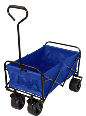 Bristol Tool Company Foldable Hand Cart, Large Solid Wheels, Deep Basket, Soft Grip Loop Handle, 80kg Capacity, Blue