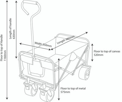 Bristol Tool Company Foldable Hand Cart, Large Solid Wheels, Deep Basket, Soft Grip Loop Handle, 80kg Capacity, Blue