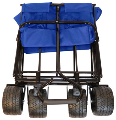Bristol Tool Company Foldable Hand Cart, Large Solid Wheels, Deep Basket, Soft Grip Loop Handle, 80kg Capacity, Blue