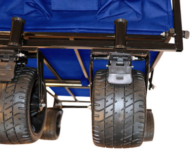 Bristol Tool Company Foldable Hand Cart, Large Solid Wheels, Deep Basket, Soft Grip Loop Handle, 80kg Capacity, Blue