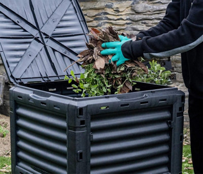 SIMPO Expandable Compost Bin - 300 Gallon Capacity, Adjustable Size, HDPE, No Tools Needed For Setup
