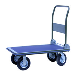 Bristol Tool Company Pneumatic Wheel Platform Truck, 350kg Capacity, Foldable Handle, Steel Frame