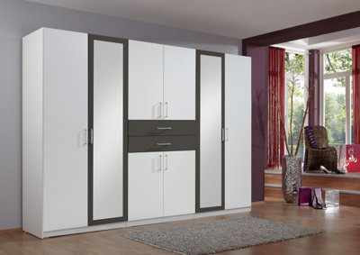 BRISTOL White And Graphite 6 Door wardrobe