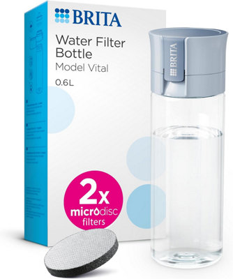 BRITA Water Filter Bottle Light Blue (600ml) incl. 2x MicroDisc Filters