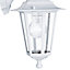 Britalia BR22462 Matt White & Clear Glass Panel Outdoor Vintage Down Lantern Wall Light - IP44 - 35cm Height