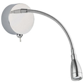 Britalia BR9917CC LED Polished Chrome Flexible Switched Modern Reading Wall Light - 0.8W 30lm 6500k - IP20 - UK Approved