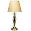 Britalia BRBYB4075 Antique Brass Open Metalwork Table Lamp with Gold Faux Silk Shade 53cm