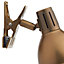 Britalia BROSA4175 Antique Brass Dome Head Vintage Adjustable Clip On Single Spotlight with 160cm Clear Cable & Plug