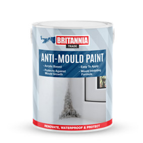 Britannia Paints Anti Mould Acrylic Paint White 2.5 Litres - Protects Against Mould Growth - Mould Inhibiting Formula