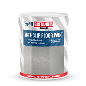 Britannia Paints Anti-Slip Floor Paint Black 5 Litres - Polyurethane Coating - Hard Wearing & Chemical Resistant