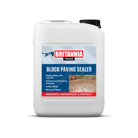 Britannia Paints Block Paving Sealer Clear 5 litres - Protects & Enhances Patios & Pathways