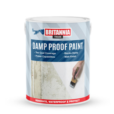 Britannia Paints Damp Proof Paint Light Grey 2.5 Litres - Blocks Damp - Incorporates a Water Reactive Agent