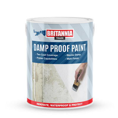 Britannia Paints Damp Proof Paint Magnolia 2.5 Litres - Blocks Damp - Incorporates a Water Reactive Agent