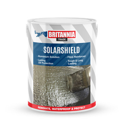 Britannia Paints Solarshield Solar Reflective Silver 25 Litres - Bituminous Aluminium Paint - Lasting Protection Against UV