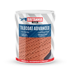 Britannia Paints Tilecoat Advanced Red 15 Litres - Roof Tile Renovation Paint - Brings Aged Roof Tiles Back to Life