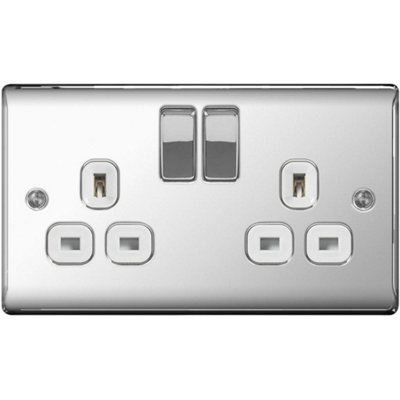 British General 13a 2 Gang Switch UK Plug Socket Silver (One Size)