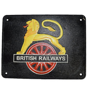 British Railway Lion Sign Cast Iron Sign Plaque Wall Fence Gate Train Locomotive