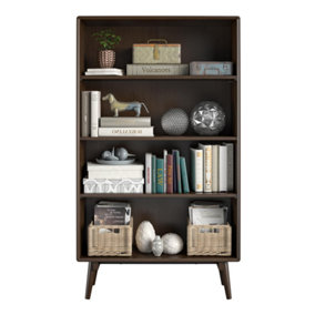 Brittany bookcase with 4 shelves in walnut
