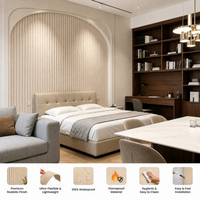 BRITWALL Flexible Stone Panel Bamboo Travertine Effect Beige ...
