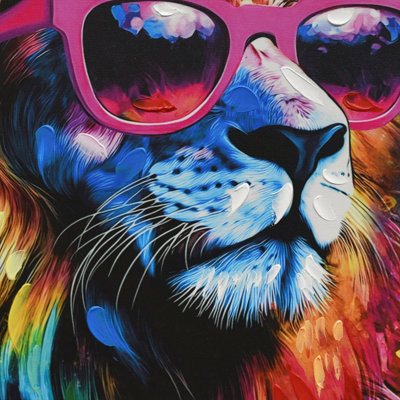 Britwall LED Wall Art Lion with Guitar Illuminated Canvas 83x83cm ...