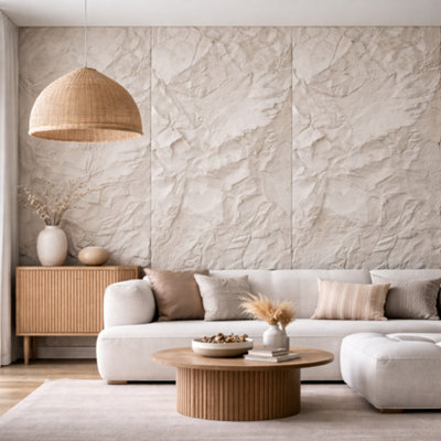 Britwall Light Stone Crushed Texture PU Wall Panel 1200 x 600 x 55mm ...