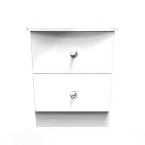 Broadway 2 Drawer Bedside Cabinet with LED lights in White Gloss (Ready Assembled)