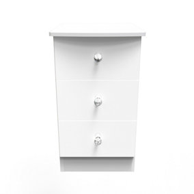 Broadway 3 Drawer Bedside Cabinet with LED lights in White Gloss (Ready Assembled)